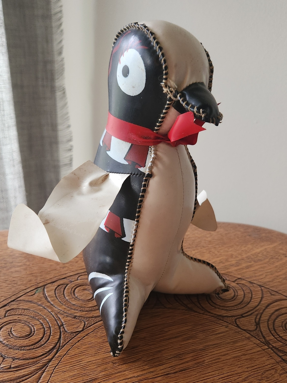 Decorative Penguin Figurine in Black, White & Red